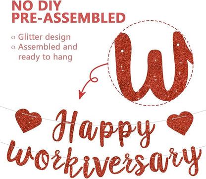 Red Glitter Happy Workiversary Banner - Image 2