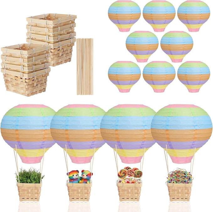 Meooeck 8 Sets Multicolor Hot Air Balloons Decorations Baby Shower Table by Meooeck