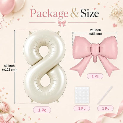 40'' Cream Foil Balloon Number 8 - Image 2