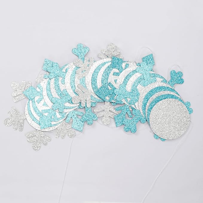 Snowflake-Snow Teal-Silver Christmas Party-Decorations Garland - 58Ft White - Image 3