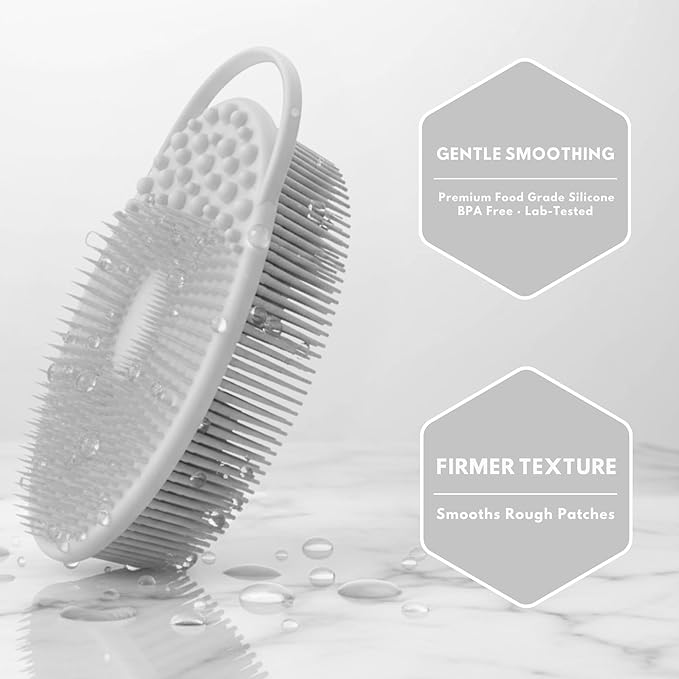 Exfoliating Body Scrubber Silicone - Textured Back Scrubber Shower Brush - Avilana Bath Loofah Alternative Dual Sided - Gentle Smoothing Body Wash Tool Rough Skin - Gift Women Men