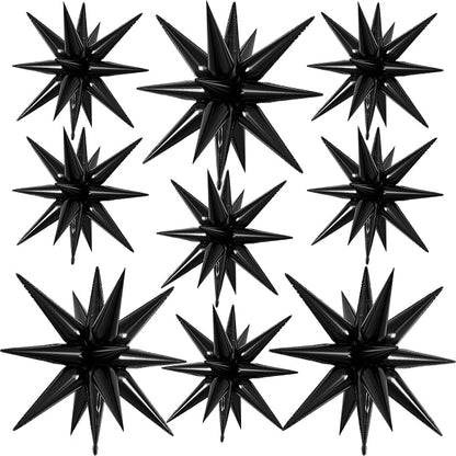 9Pcs Black Star Balloons, Large Explosion Star Foil Balloons, Metallic Black by Dagelar