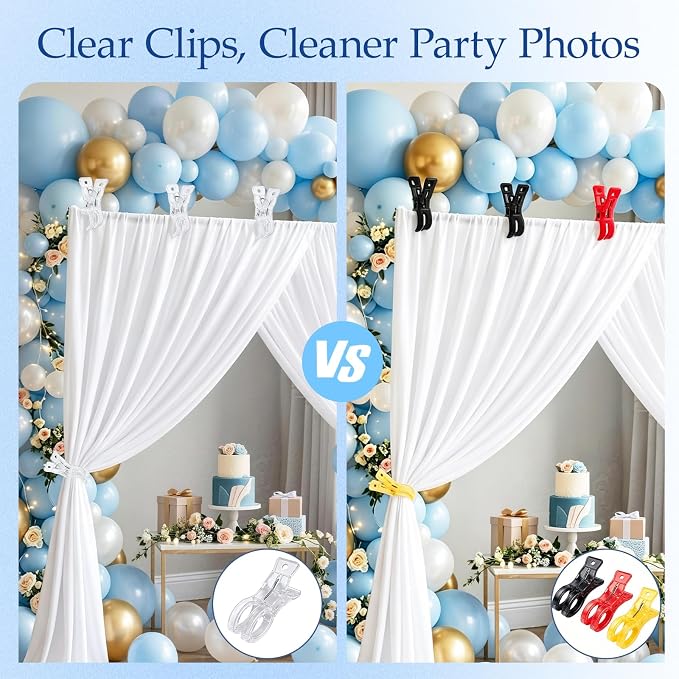 10 Pack Clear Spring Clamps, 3.5 Inch Plastic Balloon Arch Clips | Invisible - Image 2