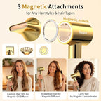 Hair Dryer High-Speed Ionic Blow Dryer with Magnetic Oil Diffuser & 200M Negative Ions for Fast Drying High-Speed Blow Dryer for Women Men Lightweight Quiet Hairdryer for Travel & Home Salon