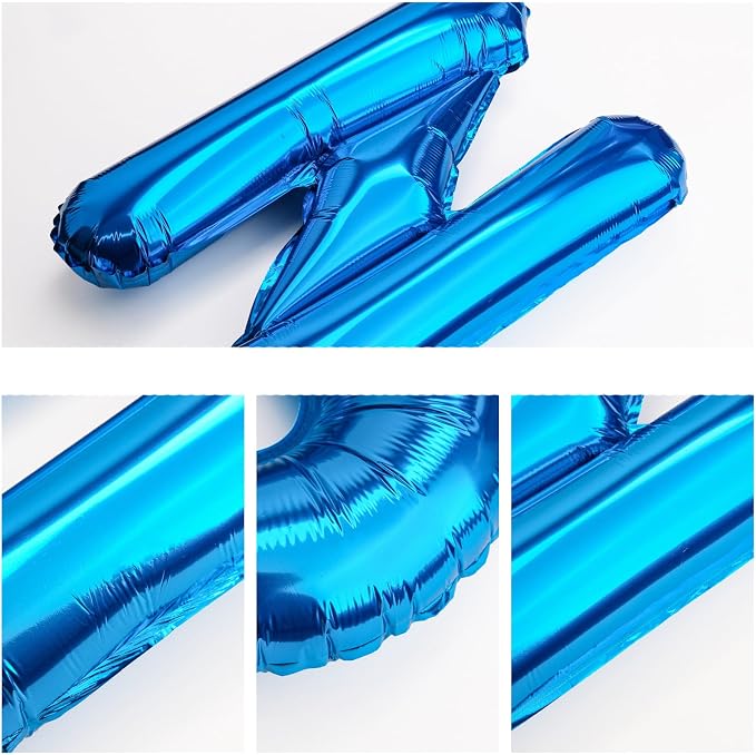 16" Blue Letter Number Balloons, Happy Birthday & 2 Sets of A-Z 0-9, Foil Mylar - Image 3