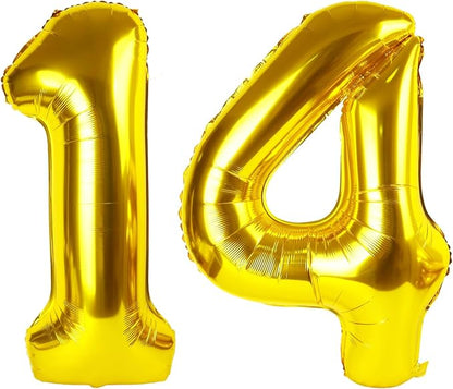 Number Balloons 40 Inch Gold 14 Balloon by Mluchee