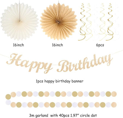 Champagne-Gold Beige Fall Boho Birthday Party-Decorations - Image 3