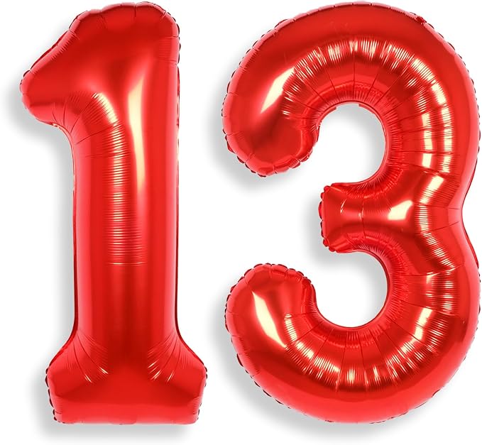 AULE 40 Inch Red 13 Balloon Number Foil 0-9 Birthday Big Numbers | Birthday by AULE