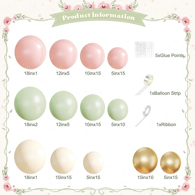 Pink and Green Gold Balloon Arch Kit - Image 2
