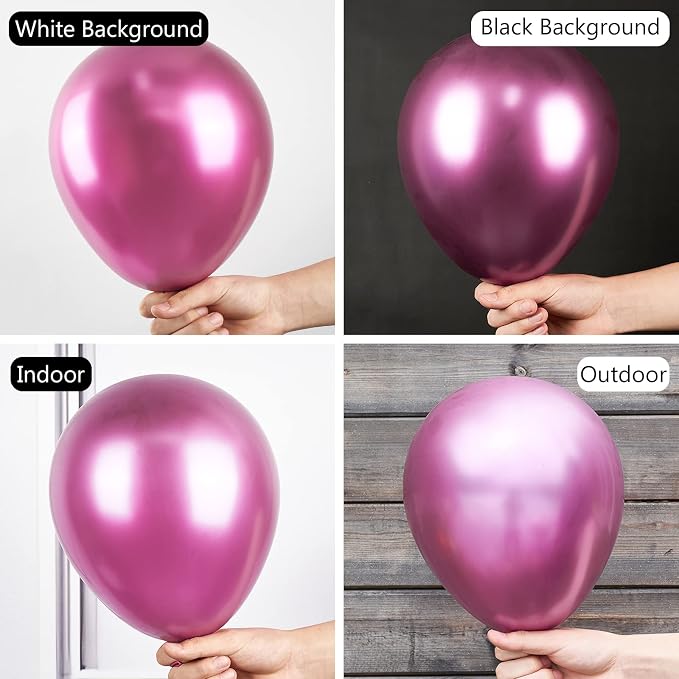 PartyWoo Metallic Hot Pink Balloons 50pcs Dark Pink Magenta Fuchsia Color | 12 - Image 2