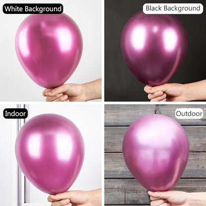 PartyWoo Metallic Hot Pink Balloons 50pcs Dark Pink Magenta Fuchsia Color | 12 - Image 2