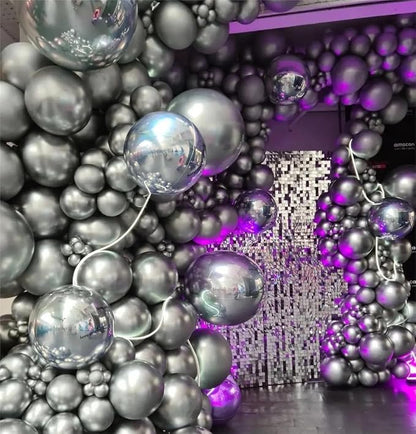 Metallic Silver Balloons, Disco Party Balloons Decorations - Image 7