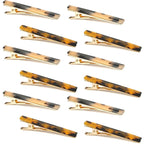 Cobahom Leopard Print and Tortoise Shell Hair Clips - 12 Pack Metal Duck Teeth Pins for Styling, 2.36 Inch