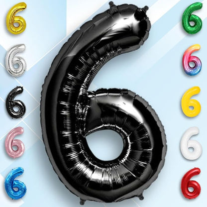 Black Number Balloon 6 Mylar Foil Balloons 40 inch - Image 2