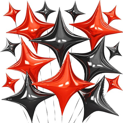 Black Red Star Balloons, 26 Inch and 10 Inch Red Stars Shaped Balloon by BIAPIAN