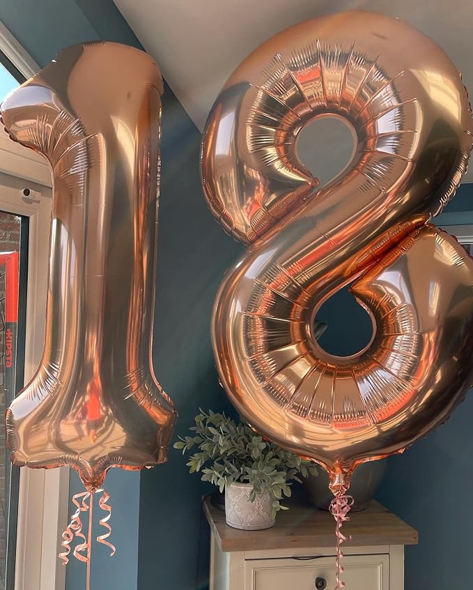 40 Inch Rose Gold 18 Number Balloons Giant 18 Balloons Rose Gold Birthday 18 - Image 5