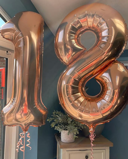40 Inch Rose Gold 18 Number Balloons Giant 18 Balloons Rose Gold Birthday 18 - Image 5