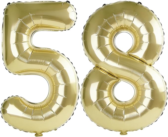 40 Inch Number 58 Balloons for 58th Birthday Party Decorations, 0-100 Champagne by FOBELEC