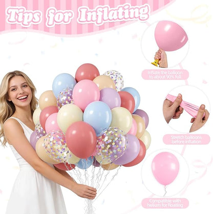 FunHot Pastel Balloons, Light Pink Yellow Blue Latex Balloon, 12 Inch - Image 3