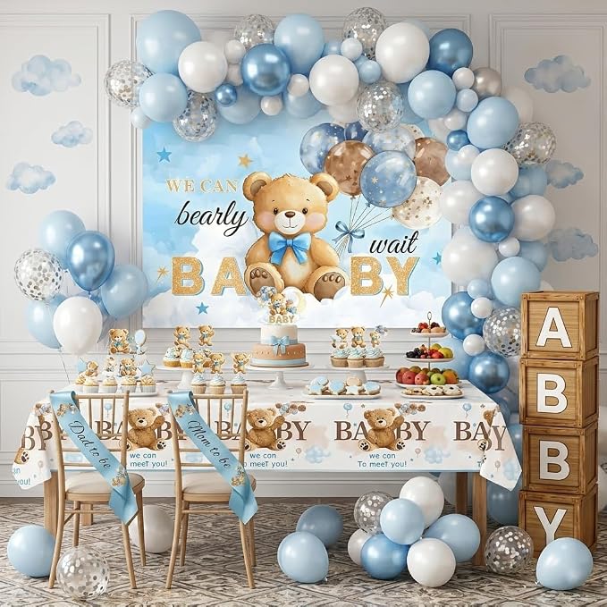 Bear Baby Shower Decorations We Can Bearly Wait Baby Shower Party Supplies - Image 4