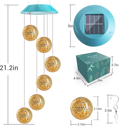 Toodour Solar Wind Chime, Color Changing Moroccan Ball Wind Chimes | LED - Image 7