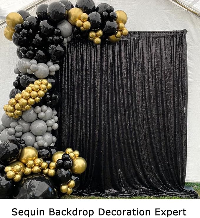 ShinyBeauty 10x10FT Black Sequin Backdrop | Photography & Wedding Background | - Image 6