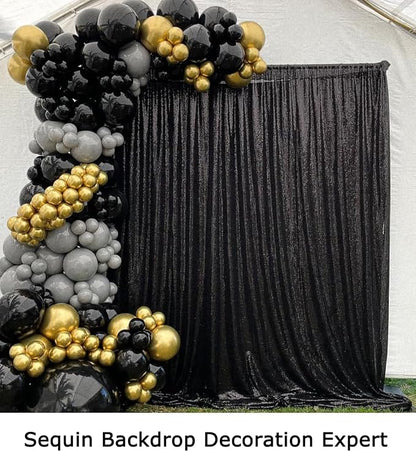 ShinyBeauty 10x10FT Black Sequin Backdrop | Photography & Wedding Background | - Image 6