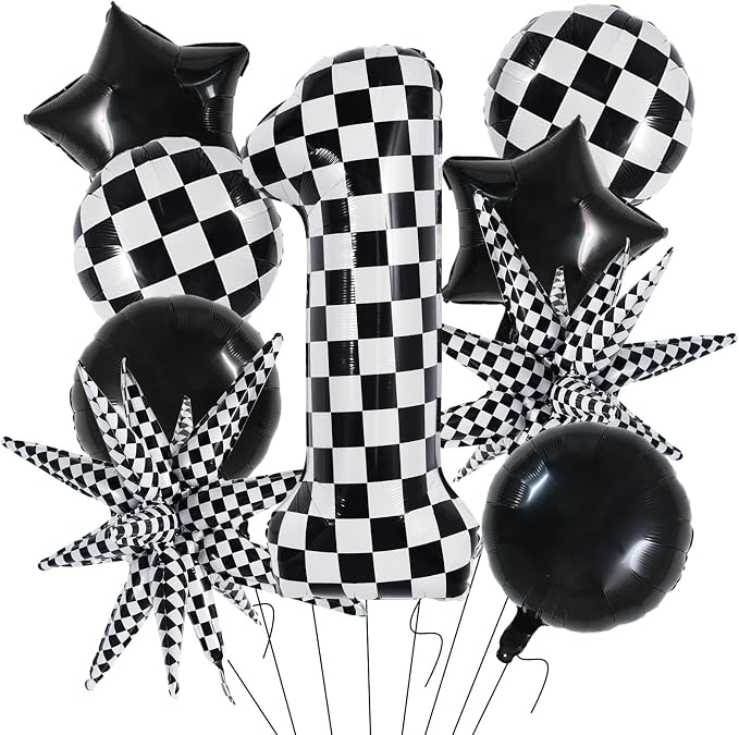 TONIFUL 1st Birthday Balloons Kit 40 Inch Checkered Number 1 Foil Balloon | by TONIFUL