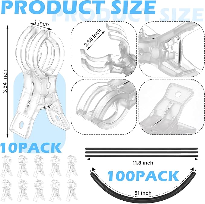 10 Pack Large Balloon Arch Clips 3.5 Inch Heavy Duty Clip and 100 Pcs Black 260 - Image 2