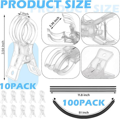 10 Pack Large Balloon Arch Clips 3.5 Inch Heavy Duty Clip and 100 Pcs Black 260 - Image 2