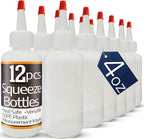 Plastic Squeeze Bottles with Red Tip Cap, 4 Oz Squirt Bottle For Ketchup, BBQ, Sauces, Syrup, Condiments, Oil, Pancake, Cookie Decorating, Dressings, Travel, Camping, Lab, Arts and Crafts (2)