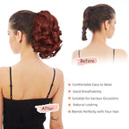 Ponytail Extension, Clip on Ponytails for Women, 9" Claw Clip in Short Curly Wavy Pony Hair Extension for Women - Red