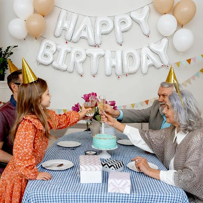 White Happy Birthday Balloon Banner 16 Inch - Image 3