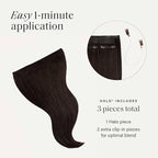 Luxy 100% Remy Human Hair – Halo Clip-In Hair Extensions –Natural Looking Volume & Length - One-Piece - Easy 5-Min Application 140 grams 16"Dark Brown Halo Clip-In