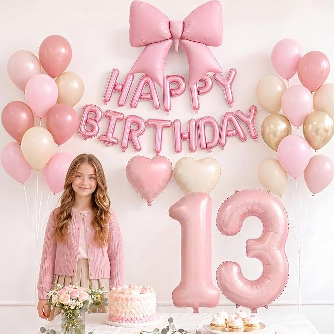 Dusty Pink Number 13 Balloon, 13th Birthday Decorations - Image 6