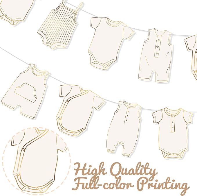 Boho Neutral Baby Clothes Banner Garland 2pcs Pre-Assembled Bunting Banners - Image 3