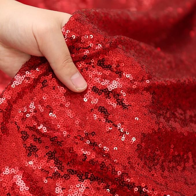 Poise3EHome Red Sequin Backdrop, 8FT x 10FT Sequin Photography Backdrop Curtain - Image 3