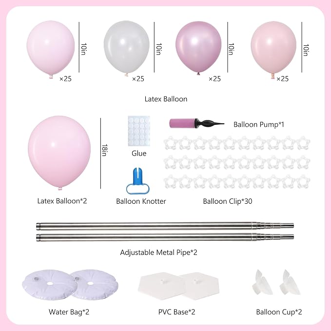 Pink and White Balloon Column Stand Kit of 2 - Image 2