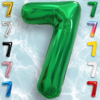 Green Number Balloon 7 Mylar Foil Balloons 16 inch - Image 3