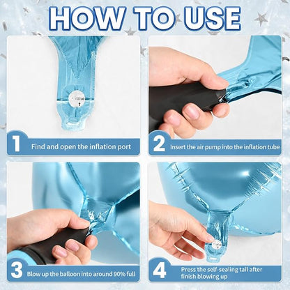 10Pcs Light Blue Round Foil Balloons, Metallic Light Blue Foil Baloon - Image 5