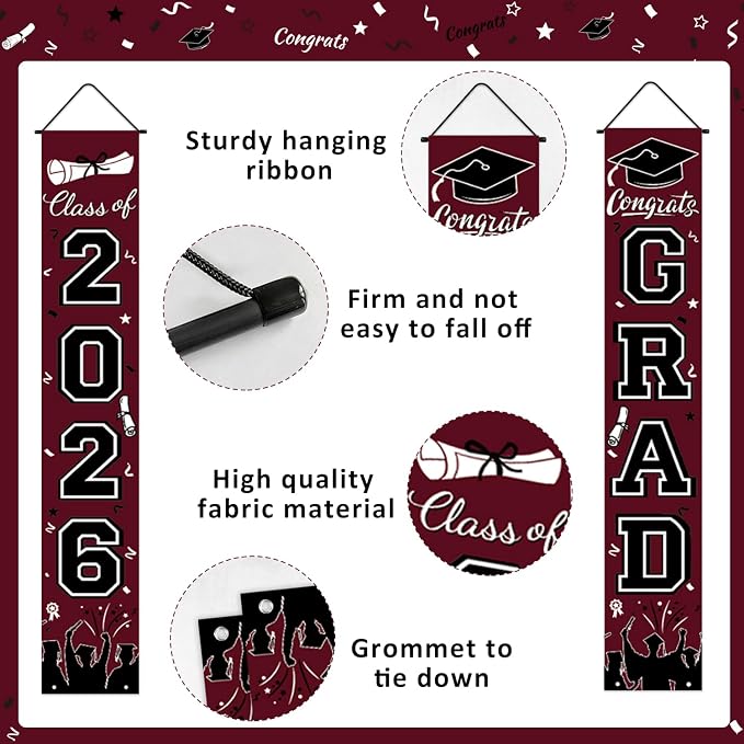 Graduation Decorations 2026 Porch Banner, Graduation Banner Class of 2026 - Image 2