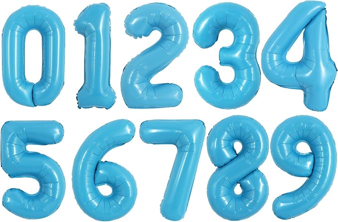 TONIFUL Number Balloon 16Inch 10 Pcs Baby Blue 0-9 Birthday Number Balloons | by TONIFUL