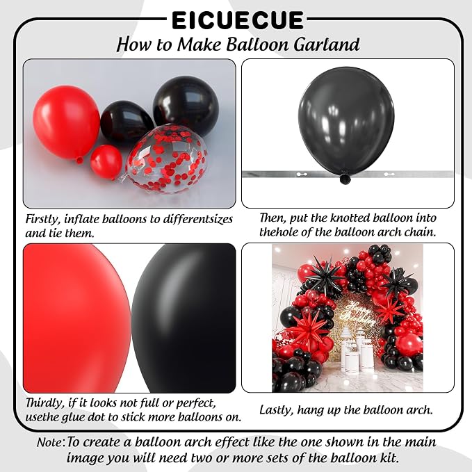 Red and Black Balloons Garland Arch Kit - Image 3