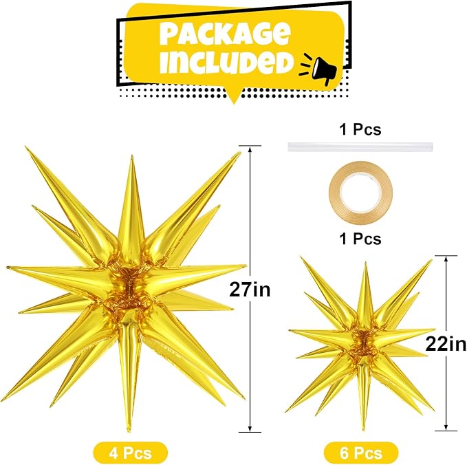 10 Pcs Star Balloons Explosion Balloons Foil Cone Balloon Magic - Image 2