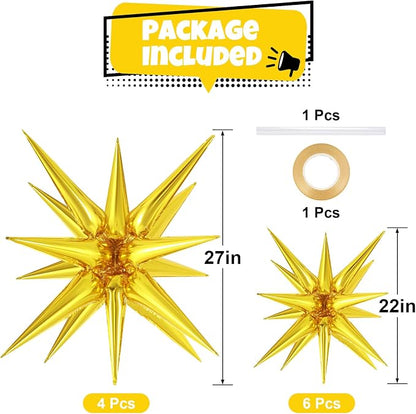 10 Pcs Star Balloons Explosion Balloons Foil Cone Balloon Magic - Image 2