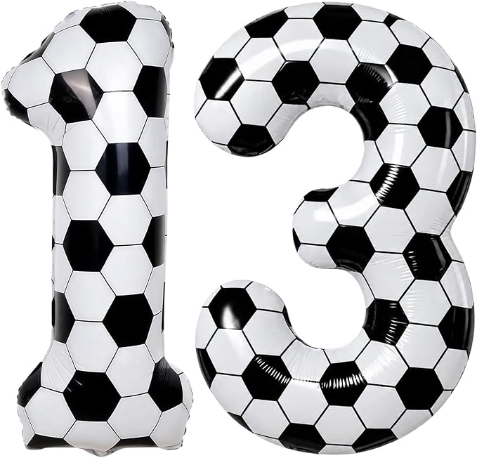 Soccer 13 Balloon Number, 40 Inch Soccer Number 13 Foil Balloon by Froova