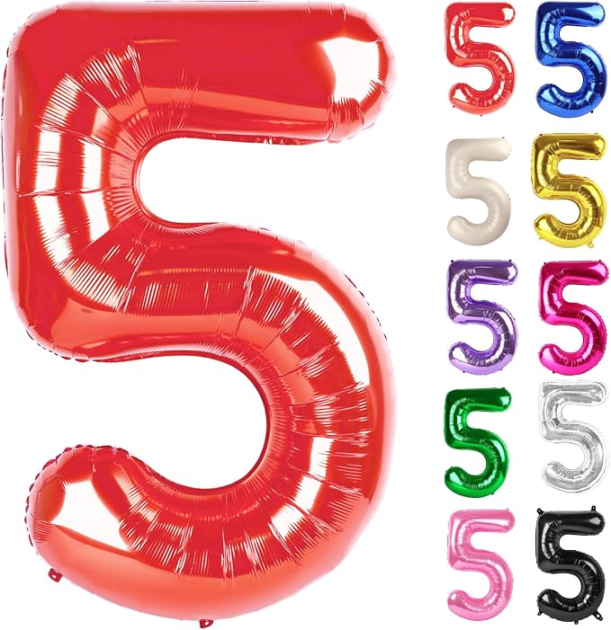 Red Number 5 Balloon 40 Inch by IWERP