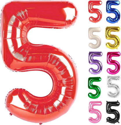 Red Number 5 Balloon 40 Inch by IWERP