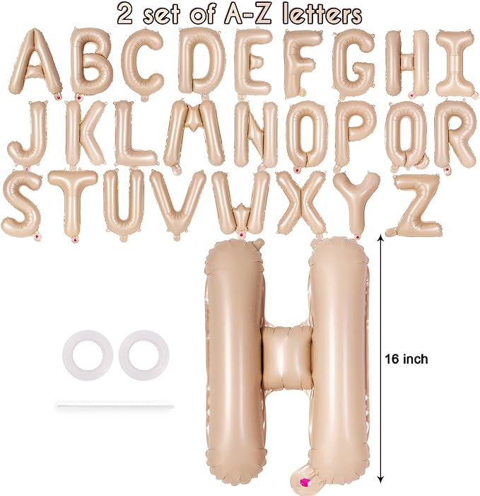 52 Pcs Caramel Letter Balloons, 16 Inch Foil Alphabet Letter Balloons, Letter - Image 2