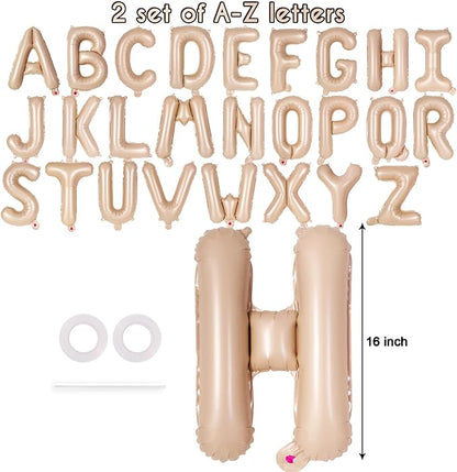 52 Pcs Caramel Letter Balloons, 16 Inch Foil Alphabet Letter Balloons, Letter - Image 2